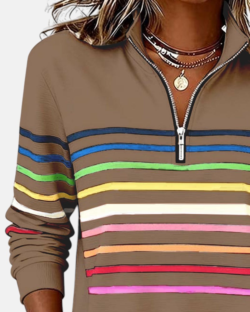 Stella | RAINBOW STRIPED ZIP SWEATSHIRT
