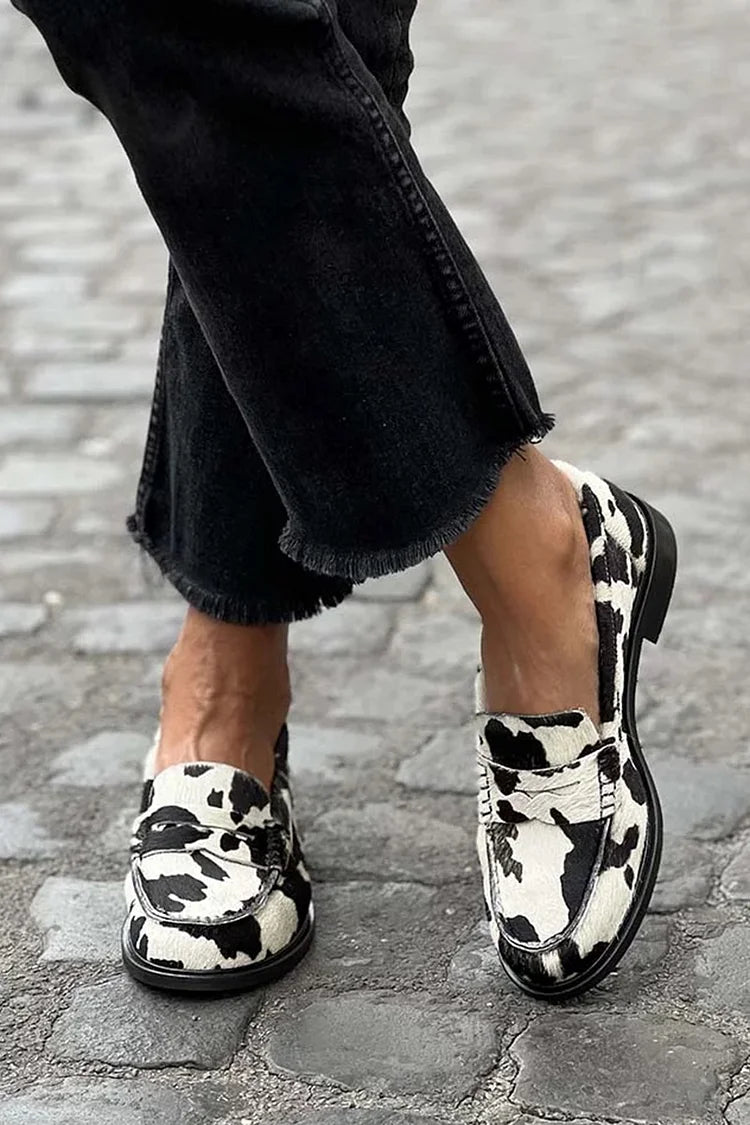 Jordana | Cow-patern Loafers