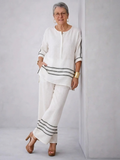 Wynric | Sophisticated Striped Asymmetrical Top & Bold Pants