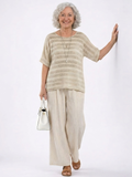 Westlyn | Comfortable Striped Bamboo Top & Flowing Linen Pants