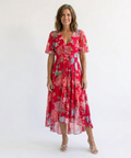 Ramona | Elegant Floral Wrap Midi Dress