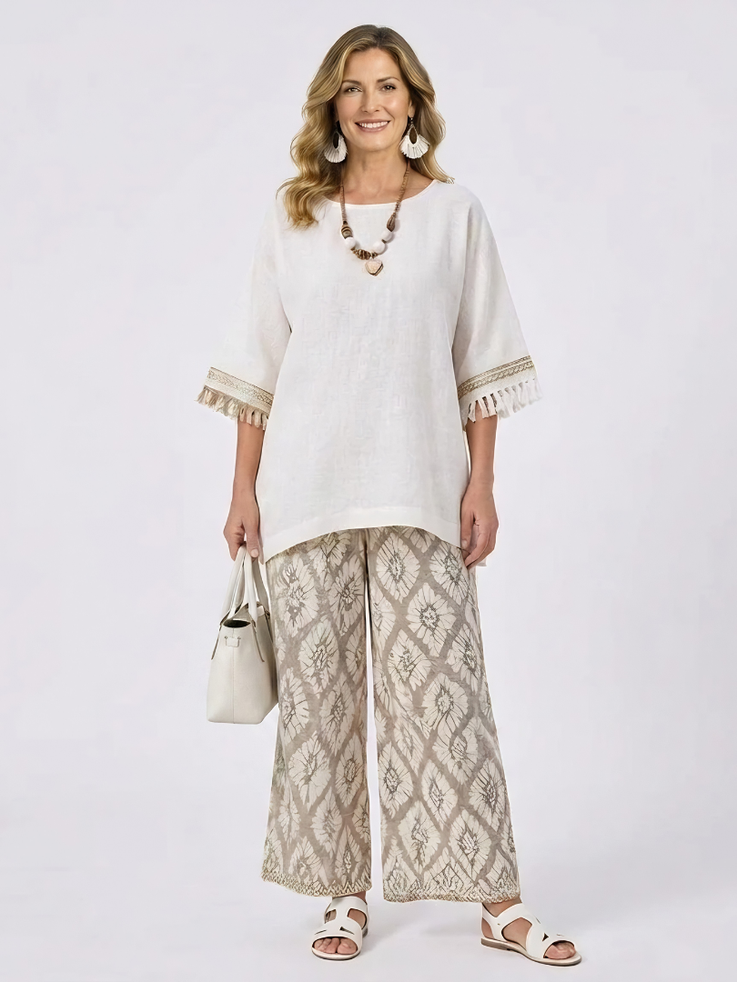 Alverra | Sophisticated Top & Casual Pants Set