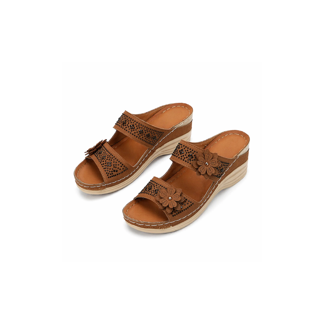 Saylor | Elegant Floral Comfort Wedge Sandals