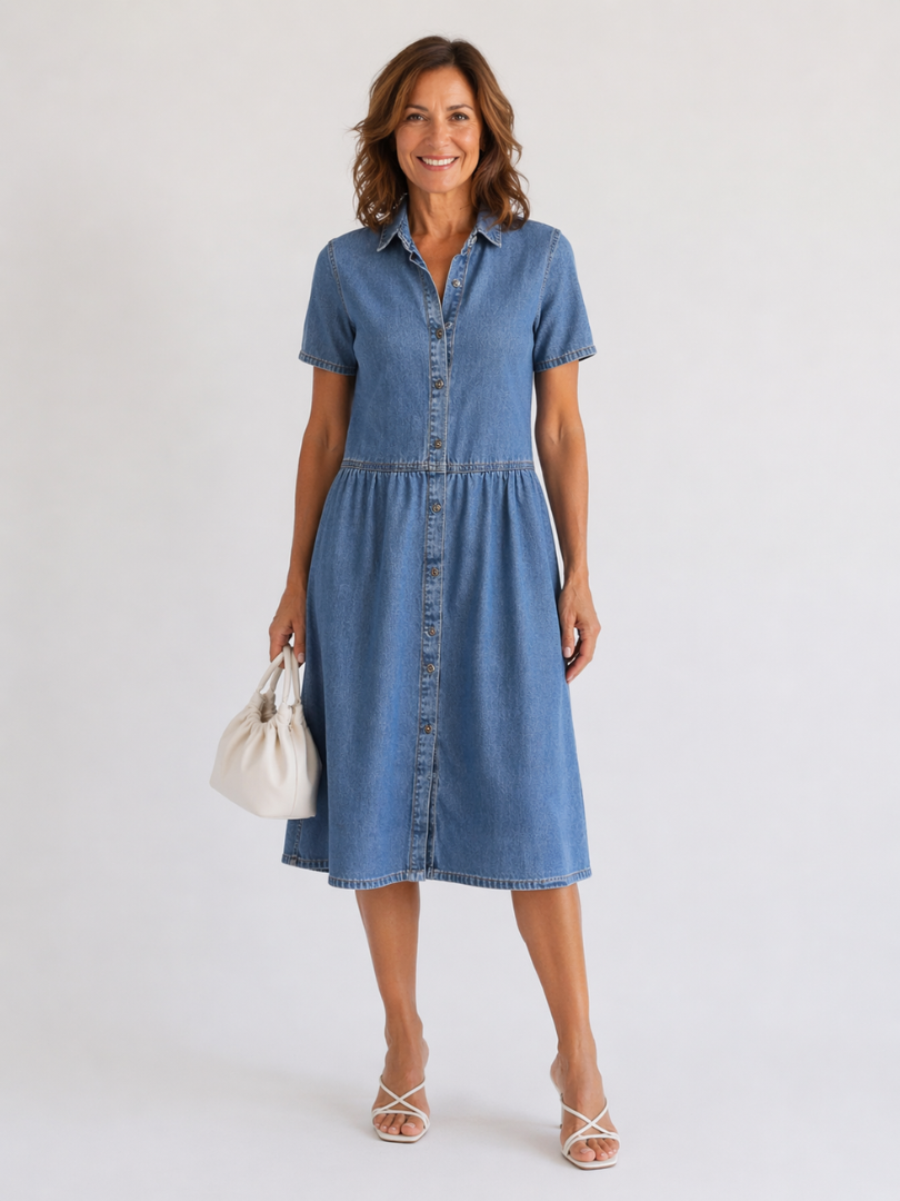Cornelia | Casual Everyday Vintage Denim Midi Dress