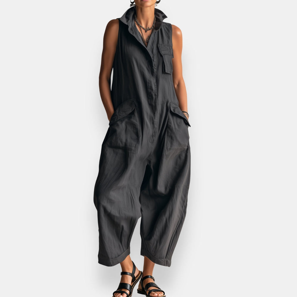 Sharon | SLEEVELESS CARGO JUMPSUIT
