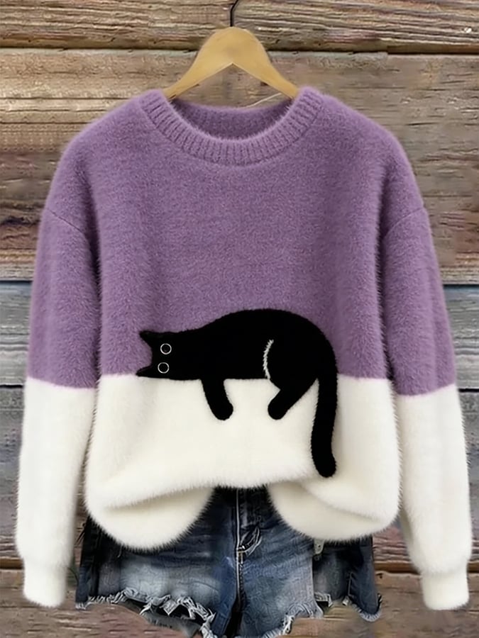Martha | Retro "Lazy Cat" Oversized Sweater