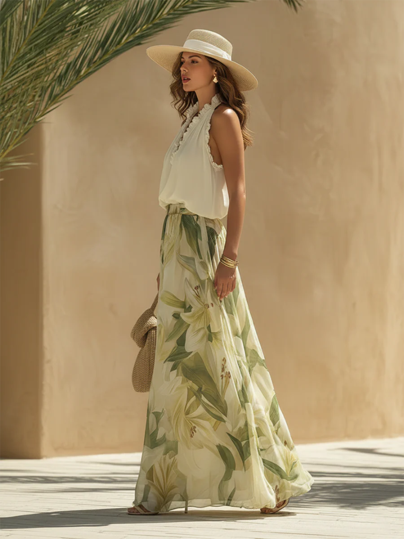 Elva | Elegant Lily Print Flowy Set