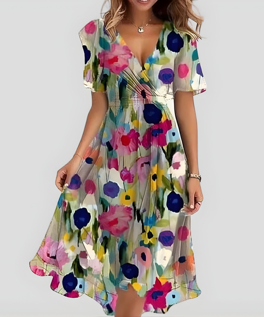 Ramona | Elegant Floral Wrap Midi Dress
