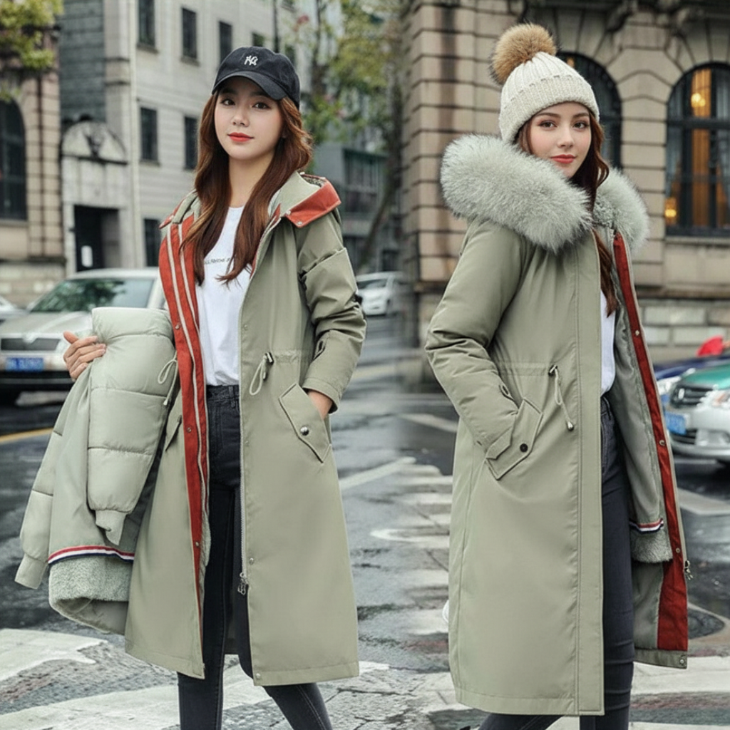 Fionna – Women's Winter Jacket with Hood and Soft Fur Collar