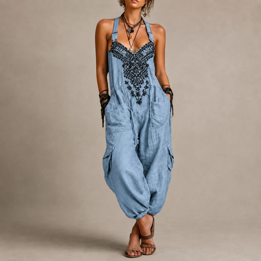 Ginna | Bohemian Embroidered Jumpsuit