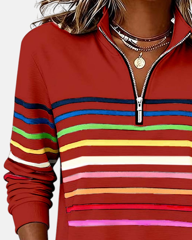 Stella | RAINBOW STRIPED ZIP SWEATSHIRT