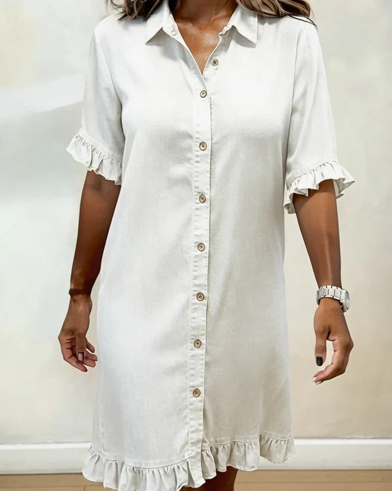 Raelle | Ruffled Denim Button Dress