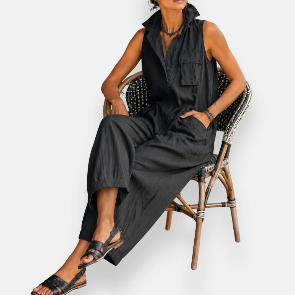Sharon | SLEEVELESS CARGO JUMPSUIT