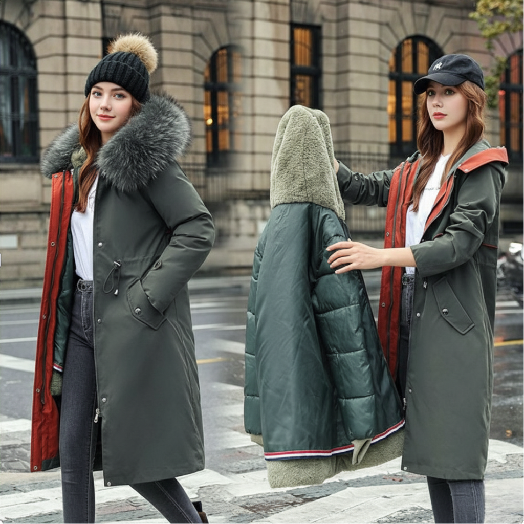 Fionna – Women's Winter Jacket with Hood and Soft Fur Collar