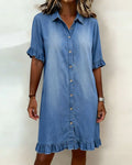 Raelle | Ruffled Denim Button Dress