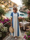 Soraya | Short Sleeve Color Block Maxi Dress