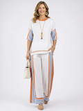Thorneil | Comfortable Wide-Leg Striped Pants & Linen Top