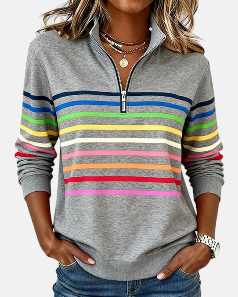 Stella | RAINBOW STRIPED ZIP SWEATSHIRT