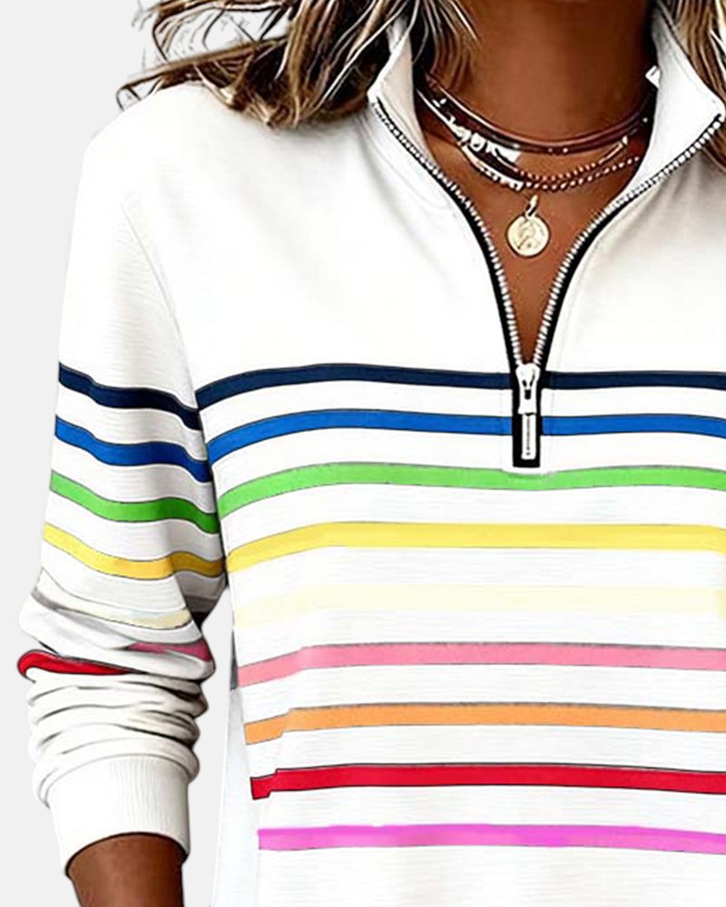 Stella | RAINBOW STRIPED ZIP SWEATSHIRT