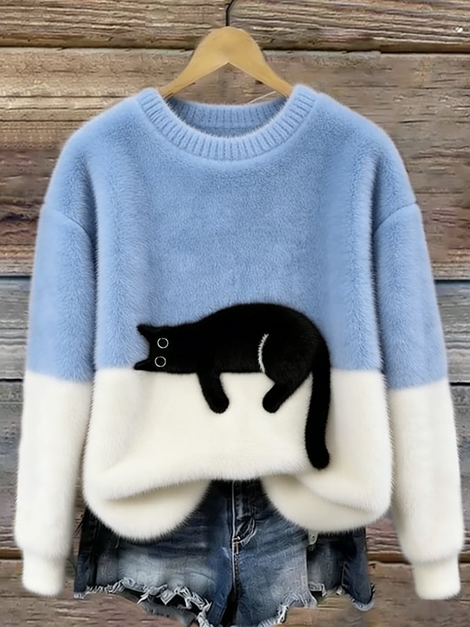 Martha | Retro "Lazy Cat" Oversized Sweater