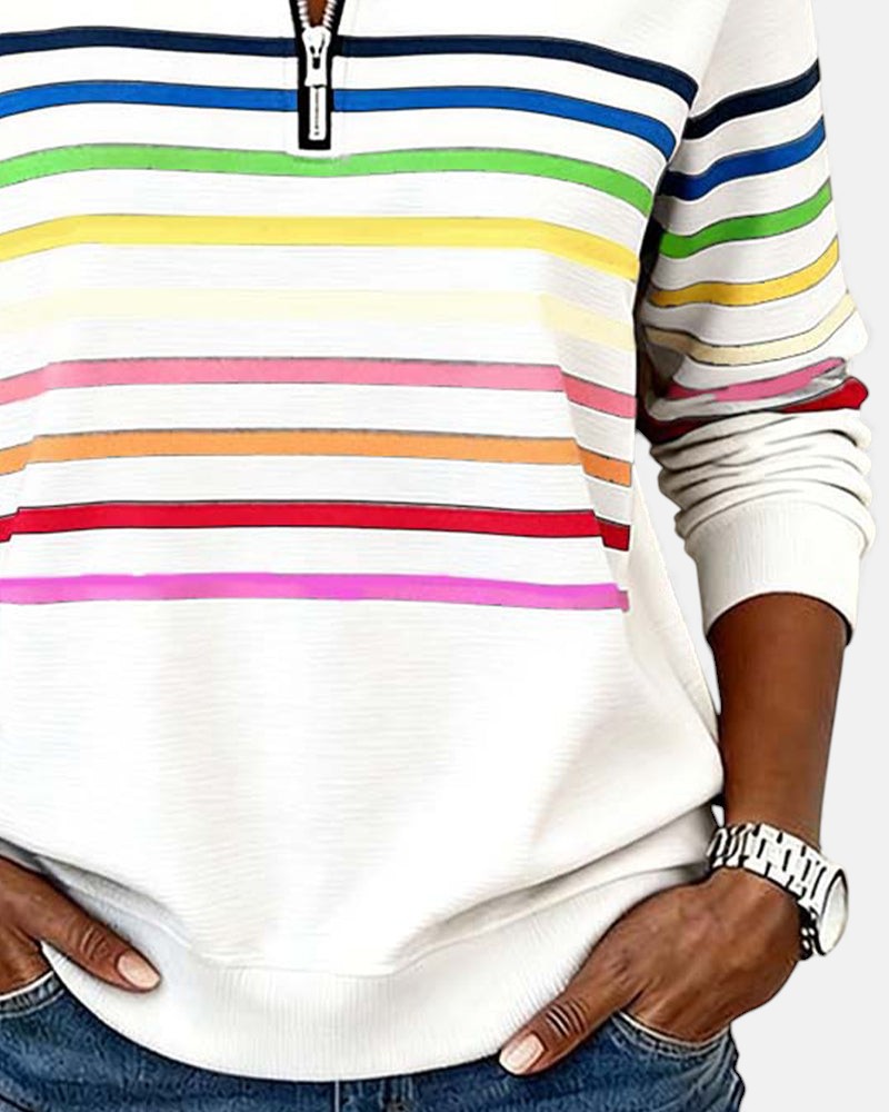 Stella | RAINBOW STRIPED ZIP SWEATSHIRT