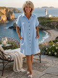 Briseis | Collared Short Sleeve Knee Length Dress