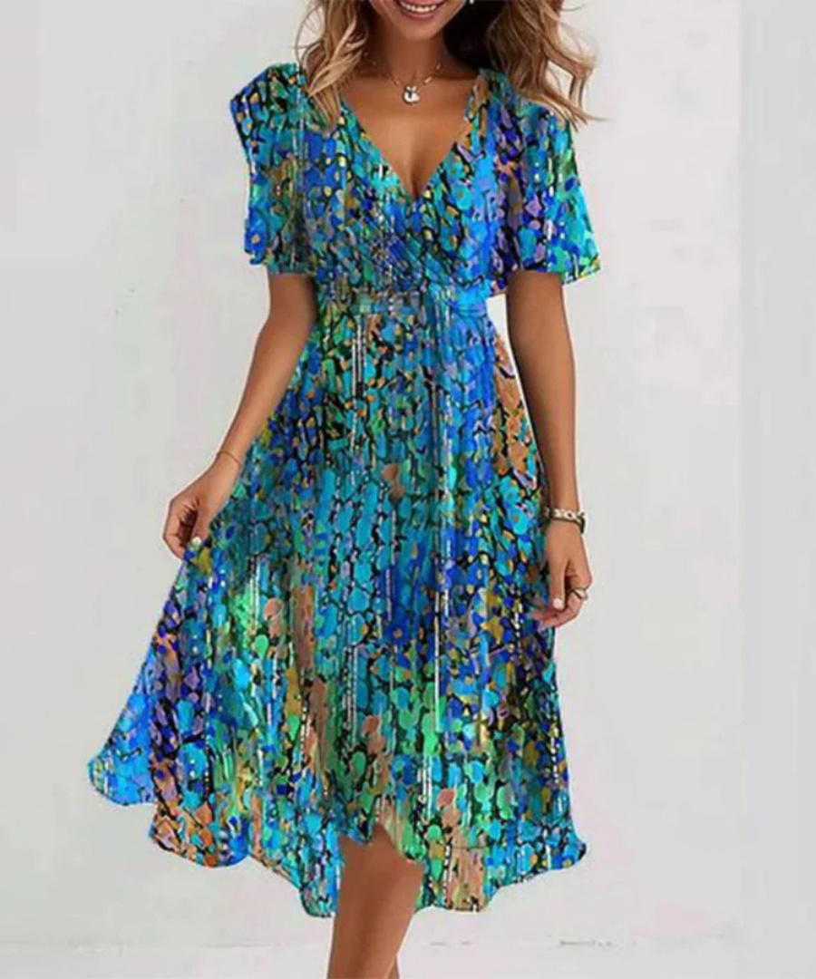 Ramona | Elegant Floral Wrap Midi Dress