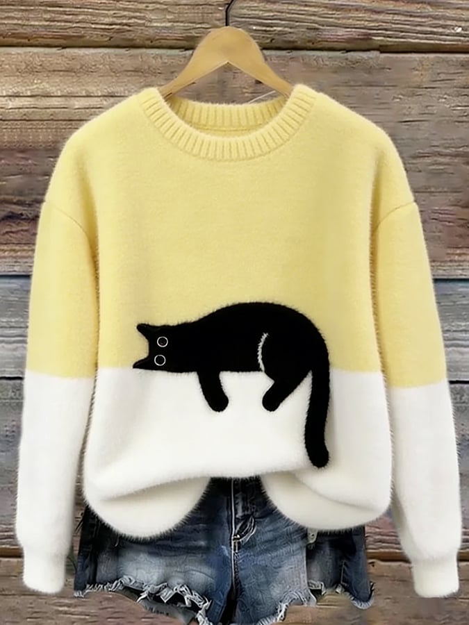 Martha | Retro "Lazy Cat" Oversized Sweater