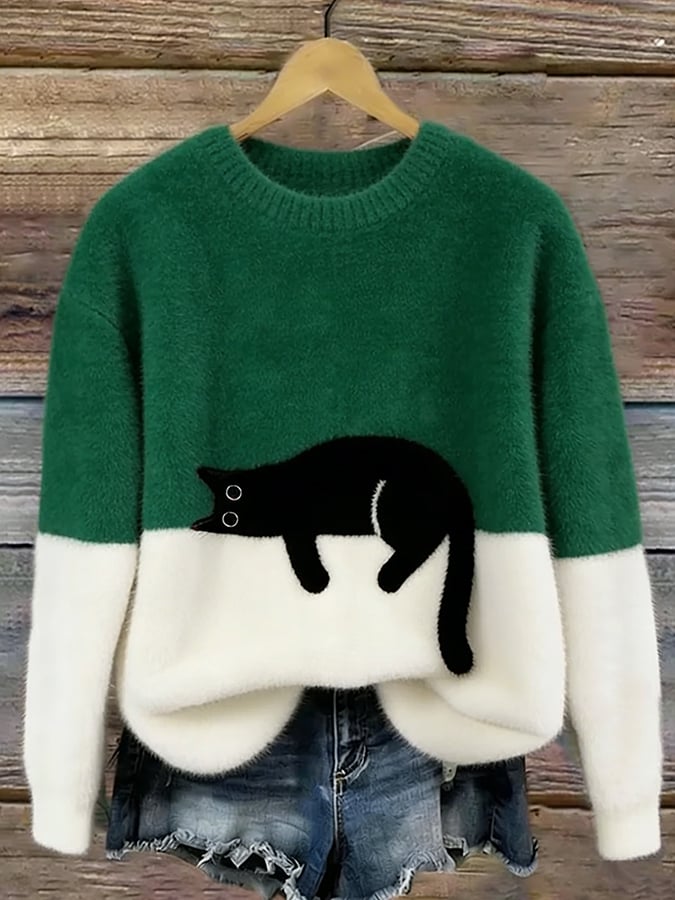 Martha | Retro "Lazy Cat" Oversized Sweater