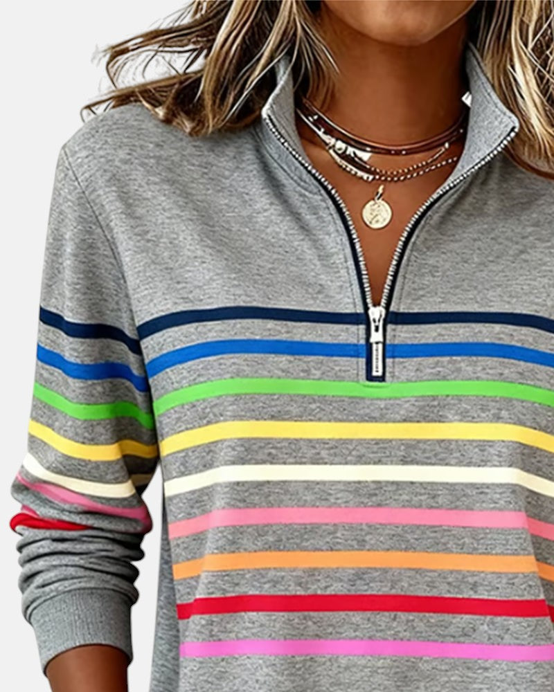 Stella | RAINBOW STRIPED ZIP SWEATSHIRT