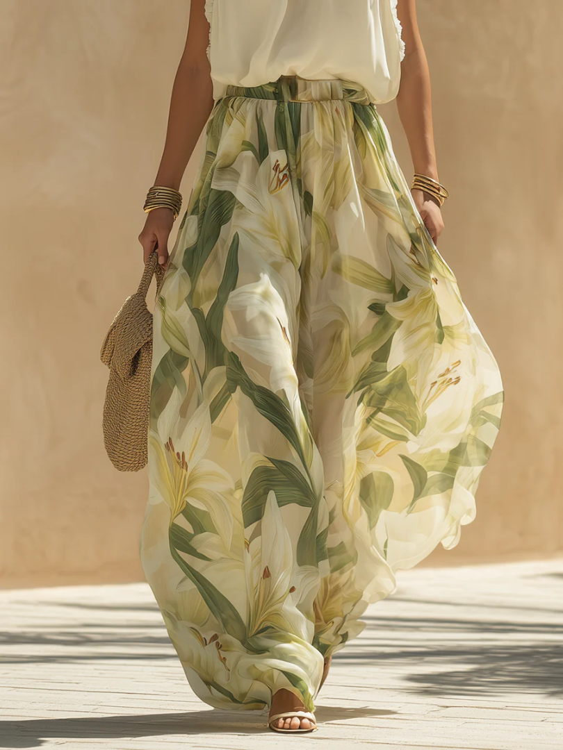 Elva | Elegant Lily Print Flowy Set
