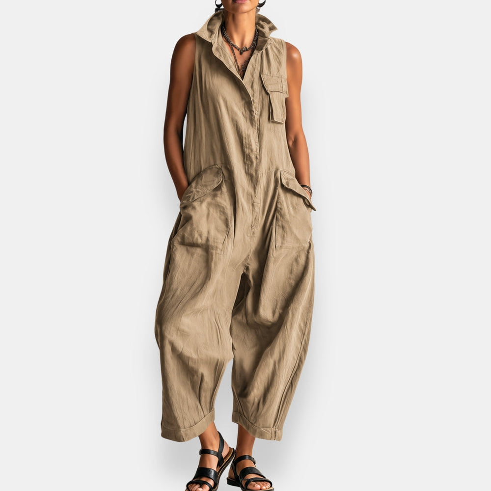 Sharon | SLEEVELESS CARGO JUMPSUIT