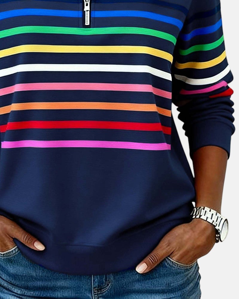 Stella | RAINBOW STRIPED ZIP SWEATSHIRT