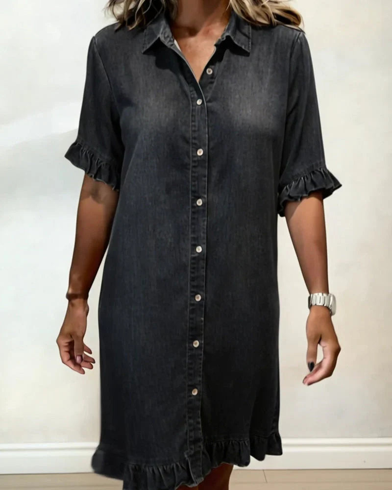 Raelle | Ruffled Denim Button Dress