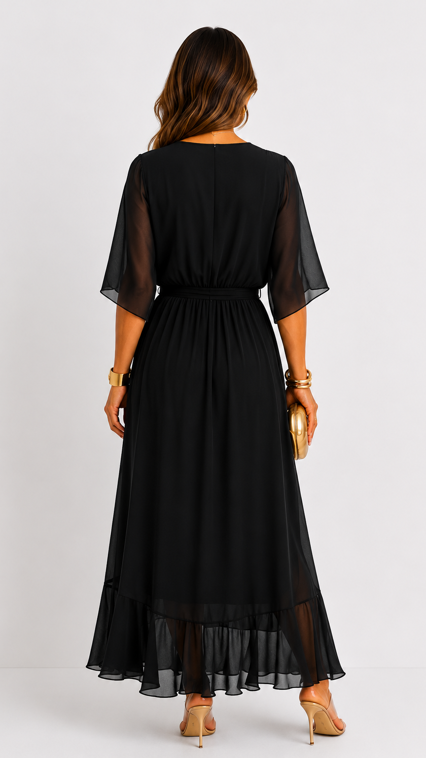 Eloise | Elegant Chiffon Wrap Maxi Dress