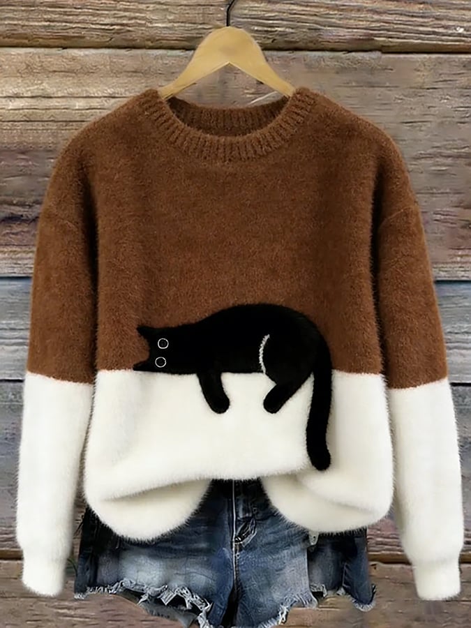 Martha | Retro "Lazy Cat" Oversized Sweater