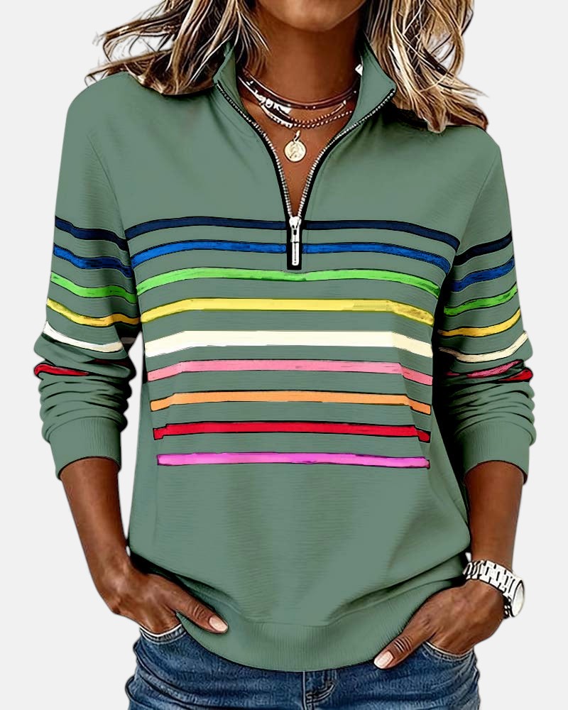 Stella | RAINBOW STRIPED ZIP SWEATSHIRT