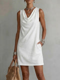 Draped-neck Midi Dress