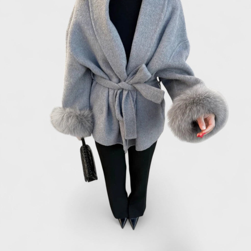 Catriona – Elegant Wool Coat with Faux Fur Details