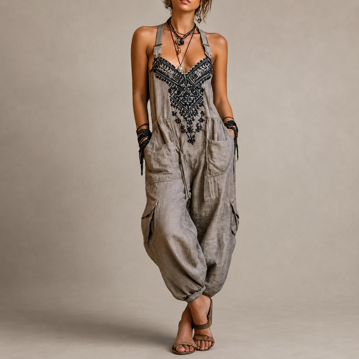 Ginna | Bohemian Embroidered Jumpsuit