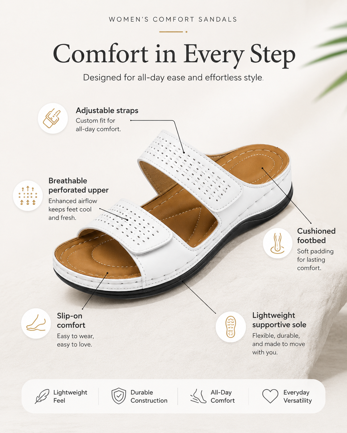 Lara | Lightweight Arch-Support Sandals