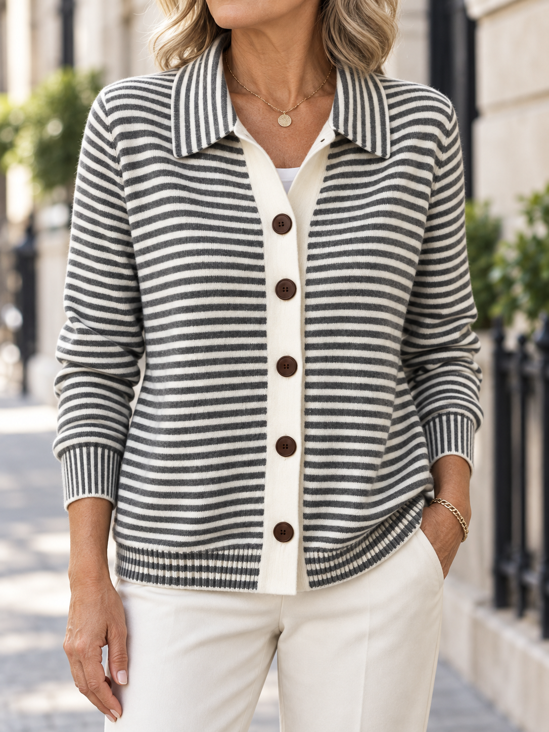 Nala | Striped Button Cardigan
