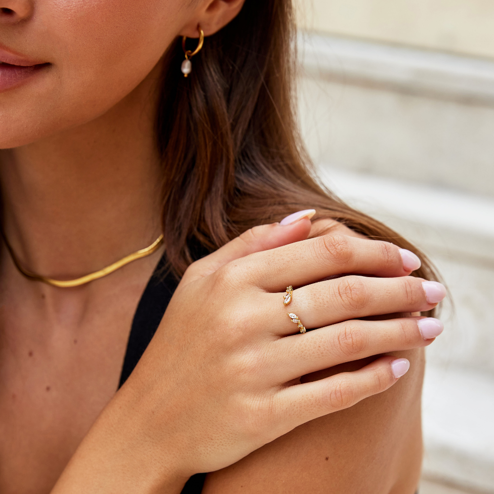 Crystal Gold Vine Ring