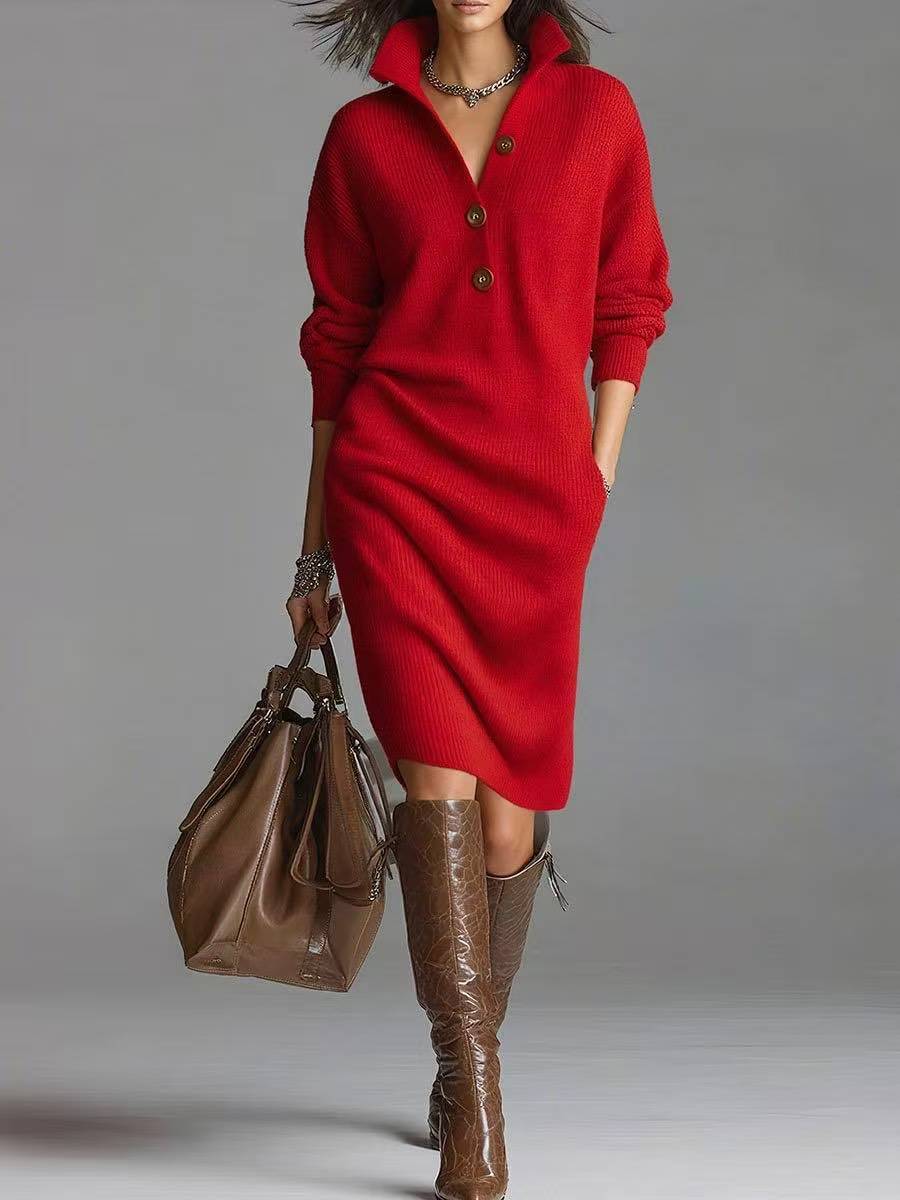 ROSAMUNDINA | ELEGANT BUTTON-UP JUMPER DRESS