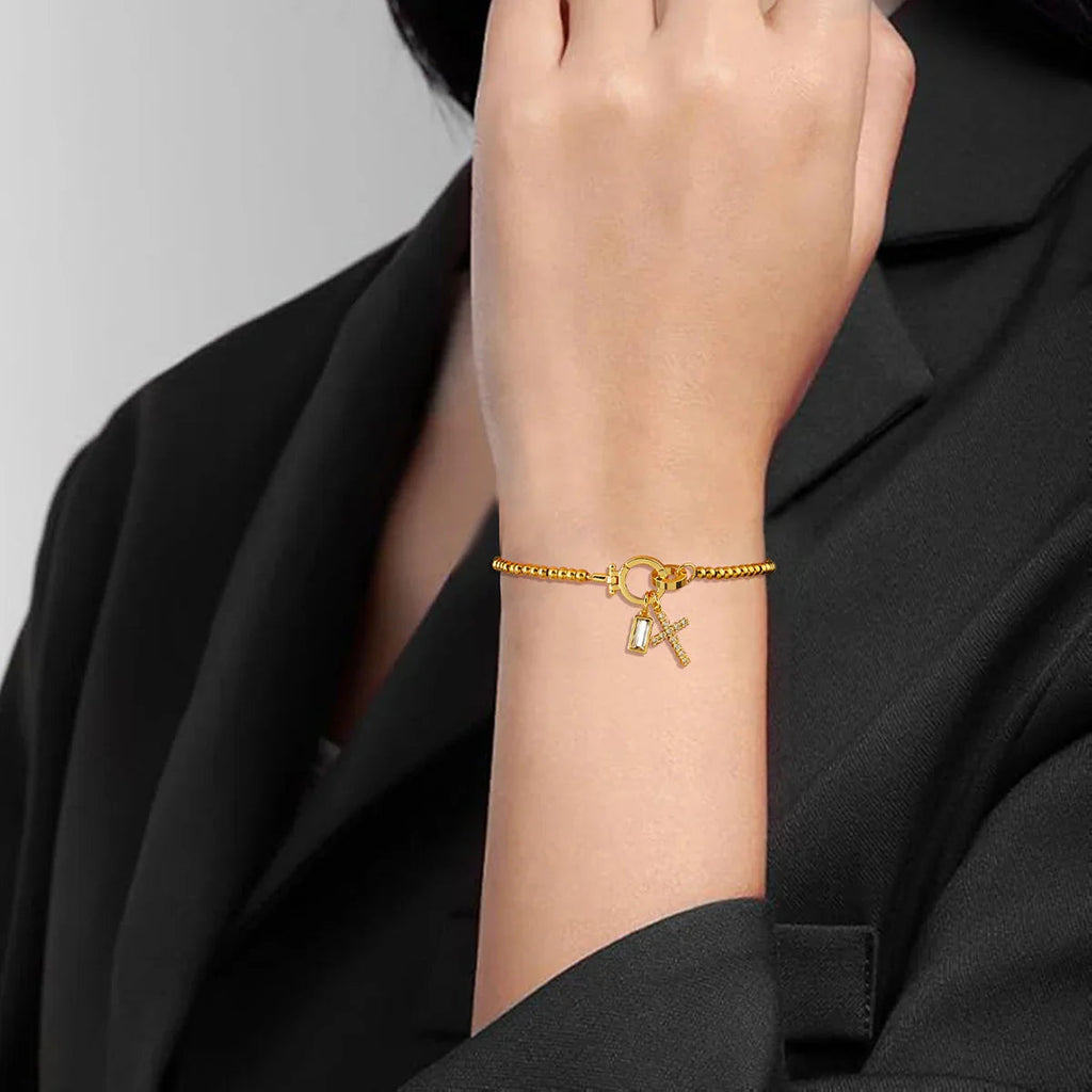 Amalia Birthstone Cross Bracelet