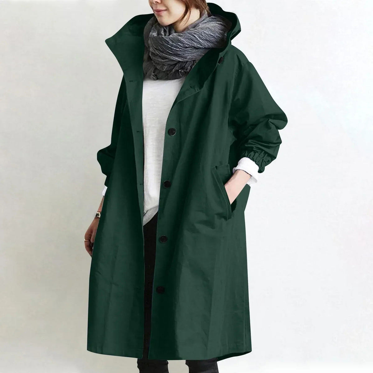Catherine | Hooded Longline Trench Coat