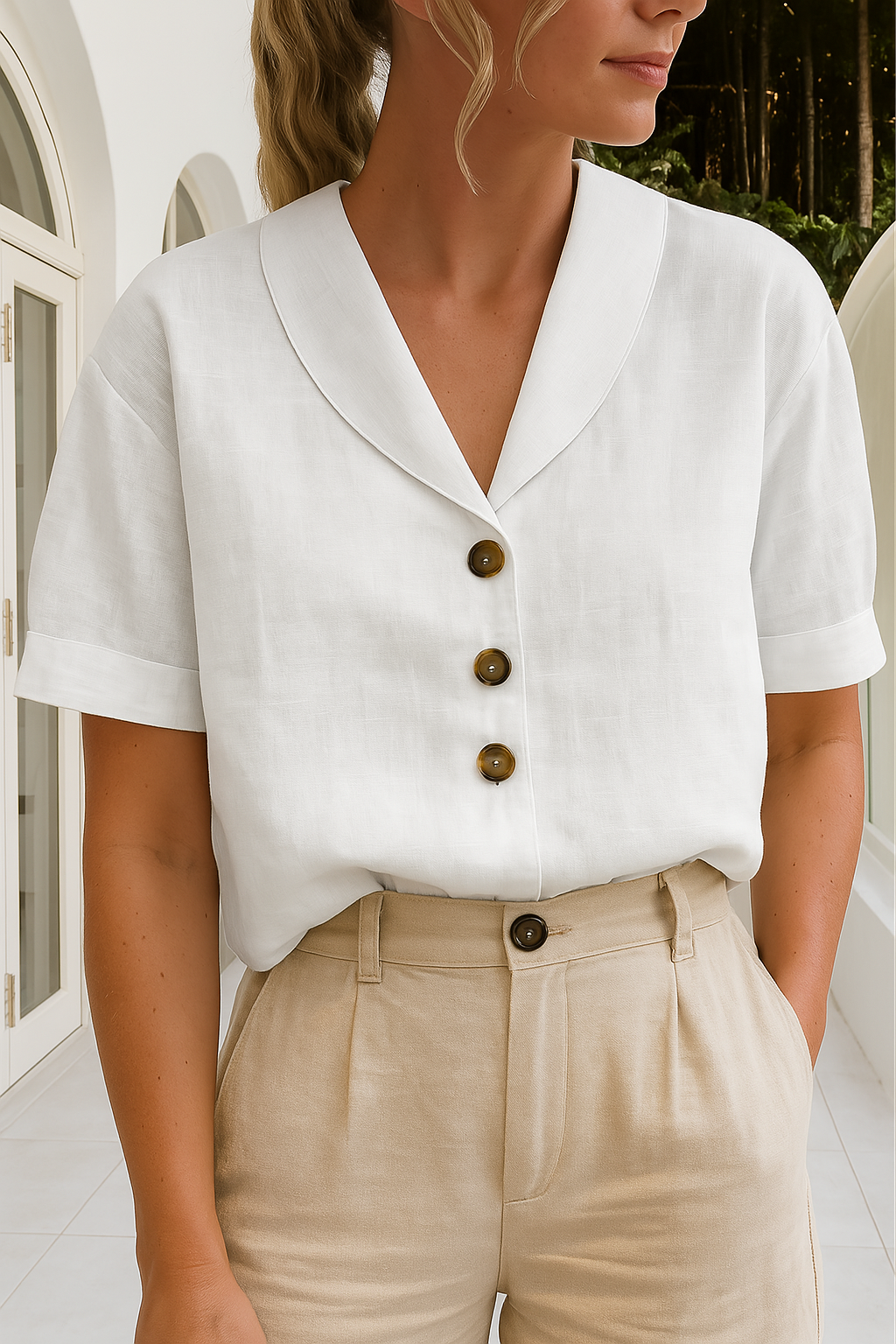 Sarah | Elegant V-Neck Blouse