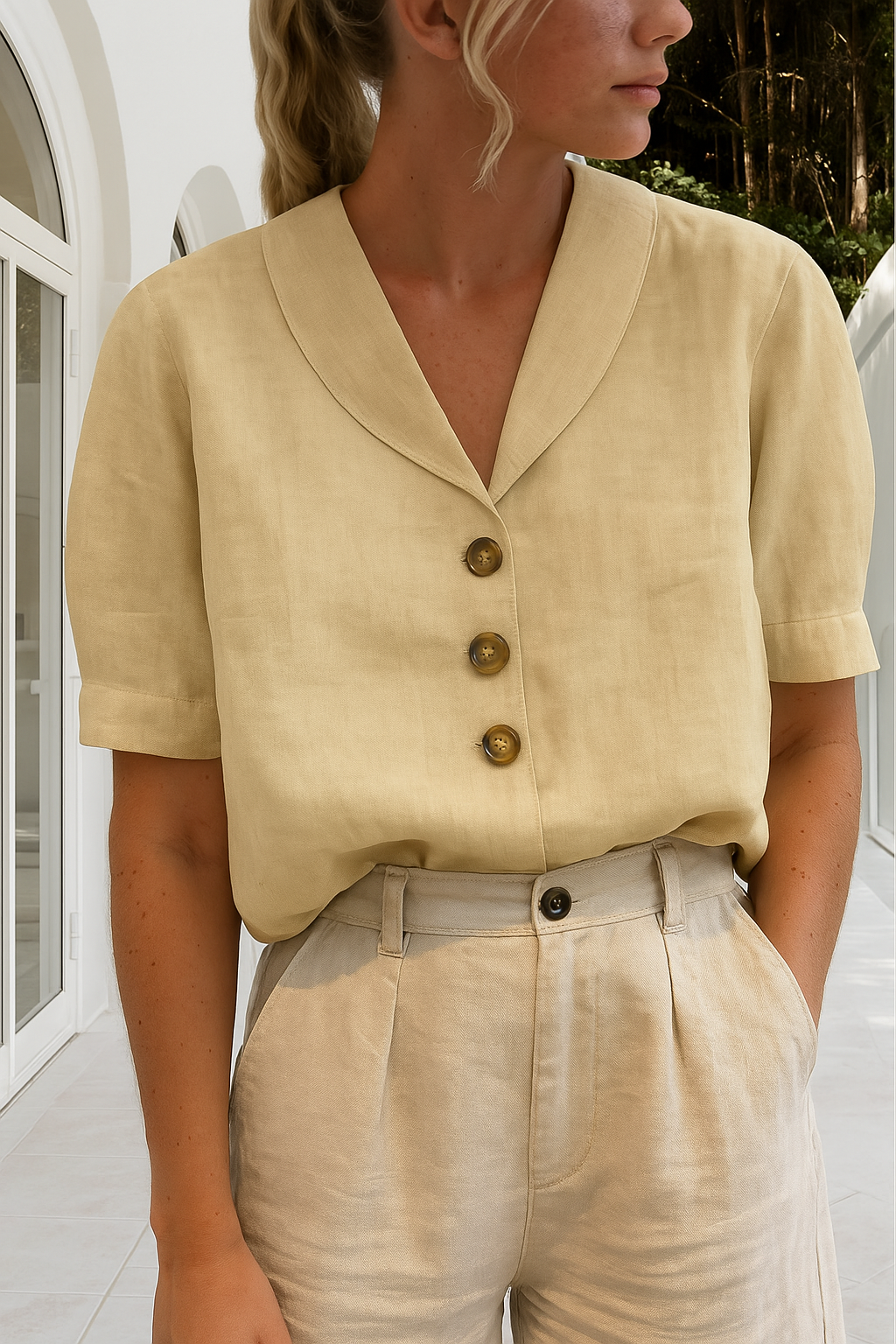 Sarah | Elegant V-Neck Blouse