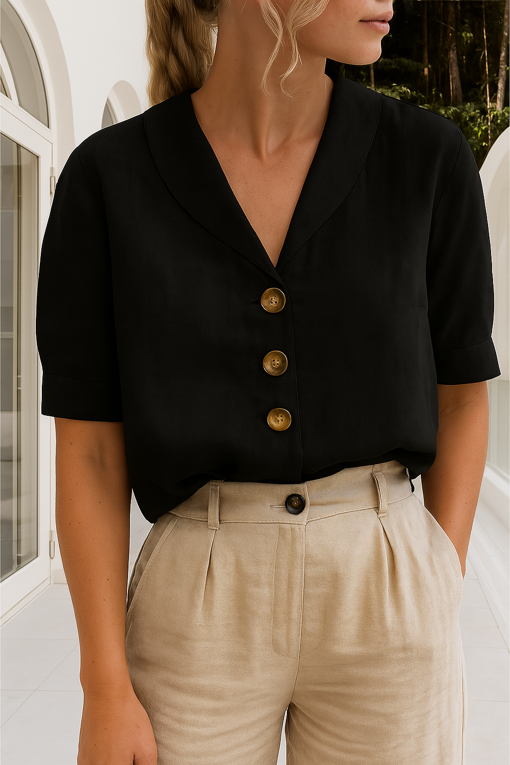 Sarah | Elegant V-Neck Blouse
