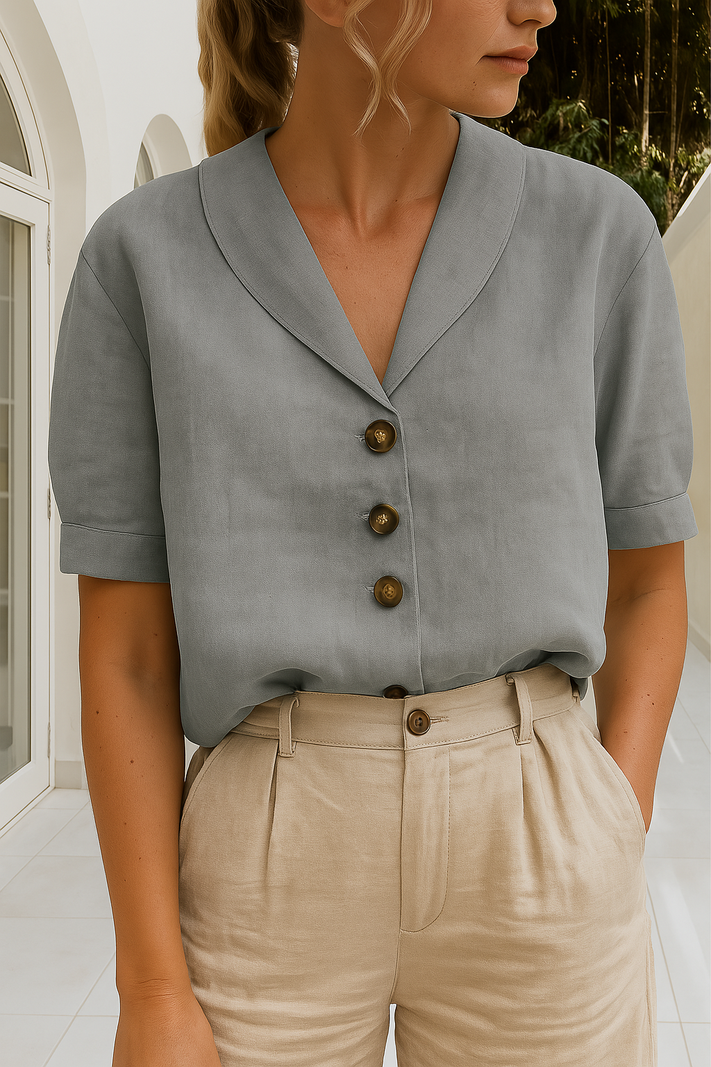 Sarah | Elegant V-Neck Blouse